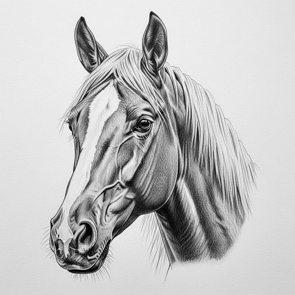 Easy Things to Draw Realistic Horse Head Pencil Drawing