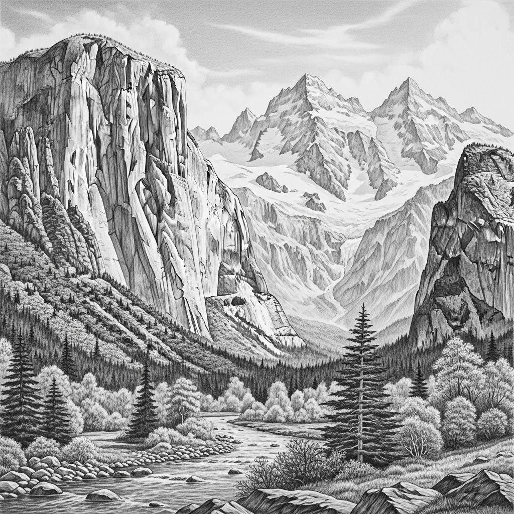 Easy Things to Draw: Realistic Mountain Landscape Pencil Drawing