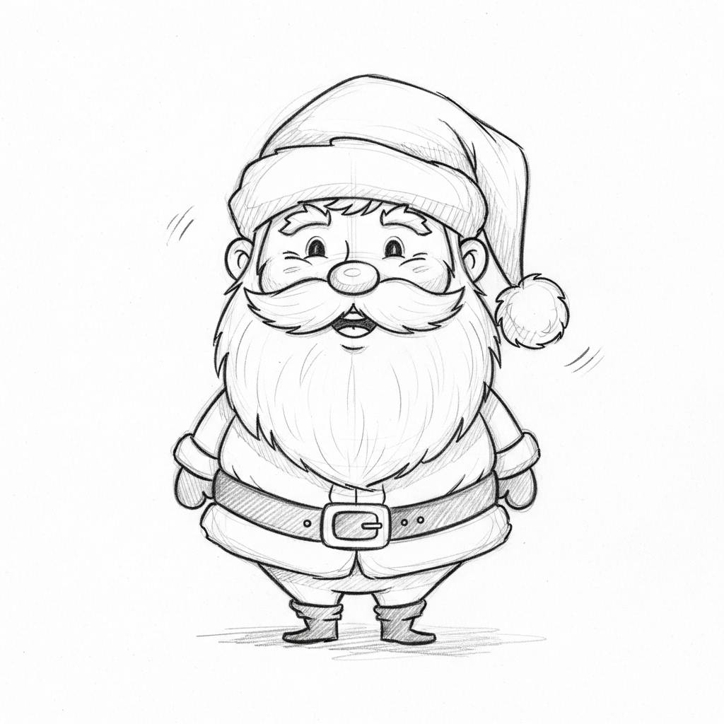 Easy Things to Draw Santa Claus Cute Doodle Pencil Drawing Sketch Style