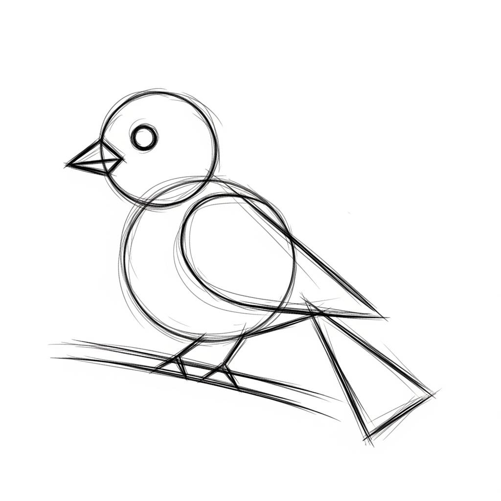 Easy Things to Draw Simple Bird Drawing Sketch for Kids