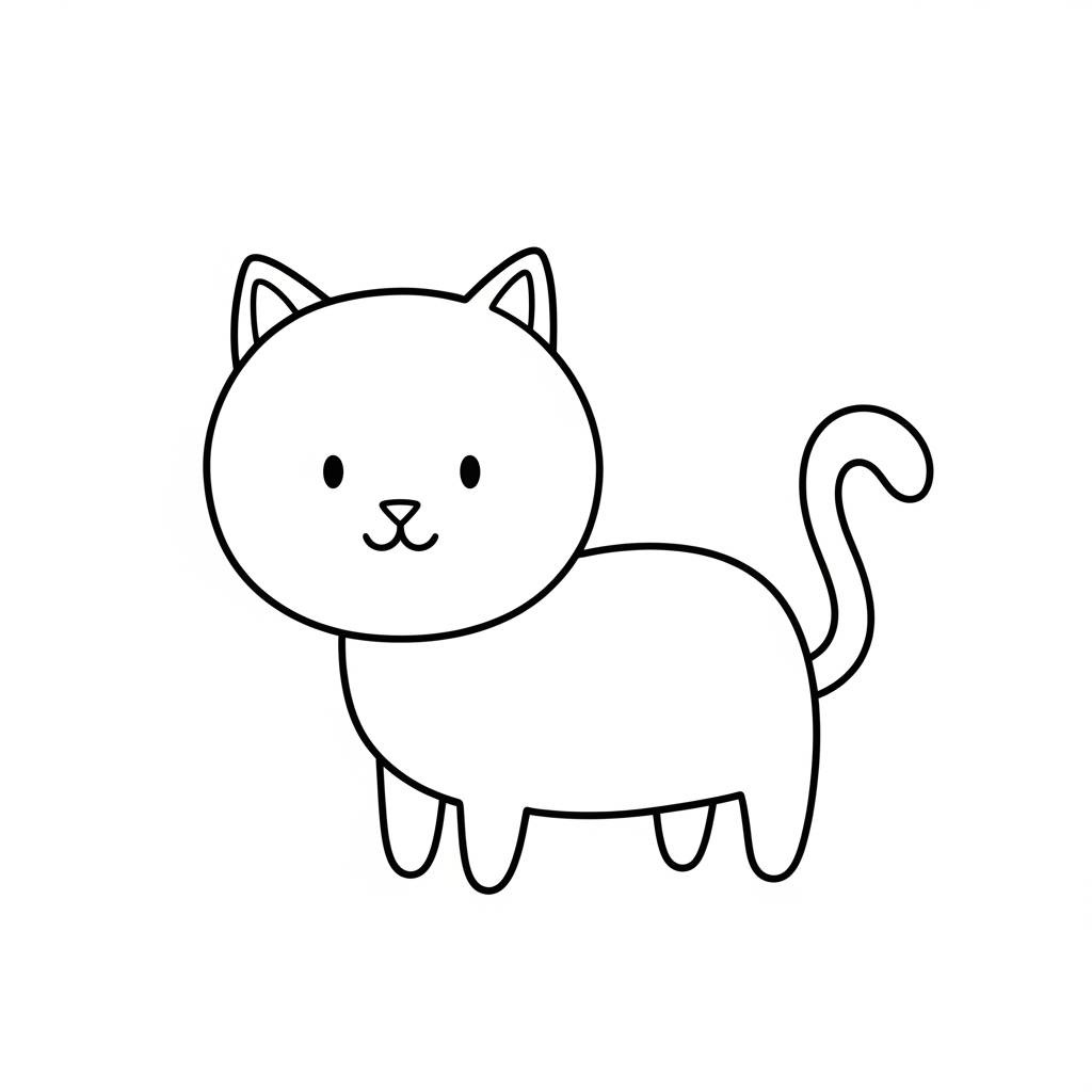 Easy Things to Draw: Simple Cute Cat Doodle