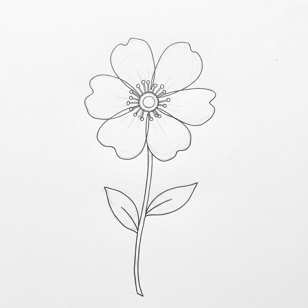 Easy Things to Draw: Simple Flower Outline Sketch