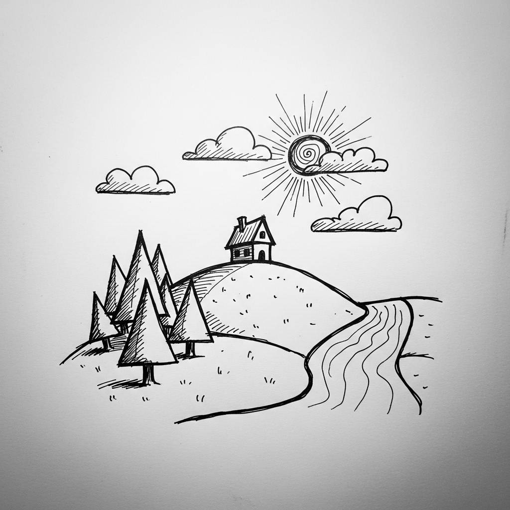 Easy Things to Draw: Simple Landscape Doodle