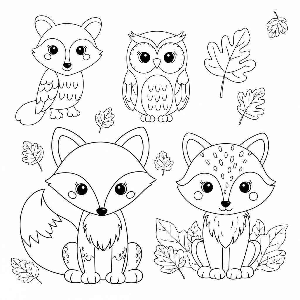 Fall Animals Coloring Page