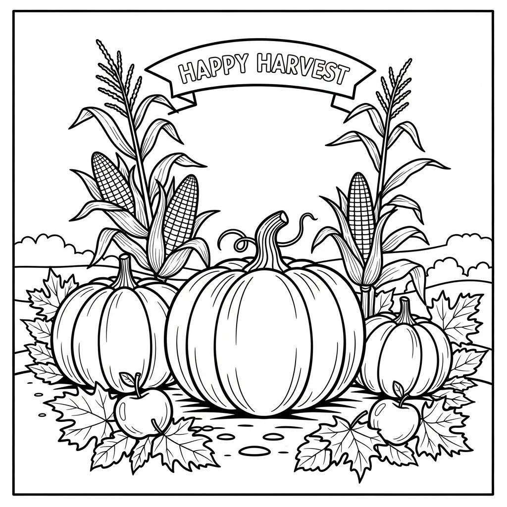 Fall Harvest Coloring Page