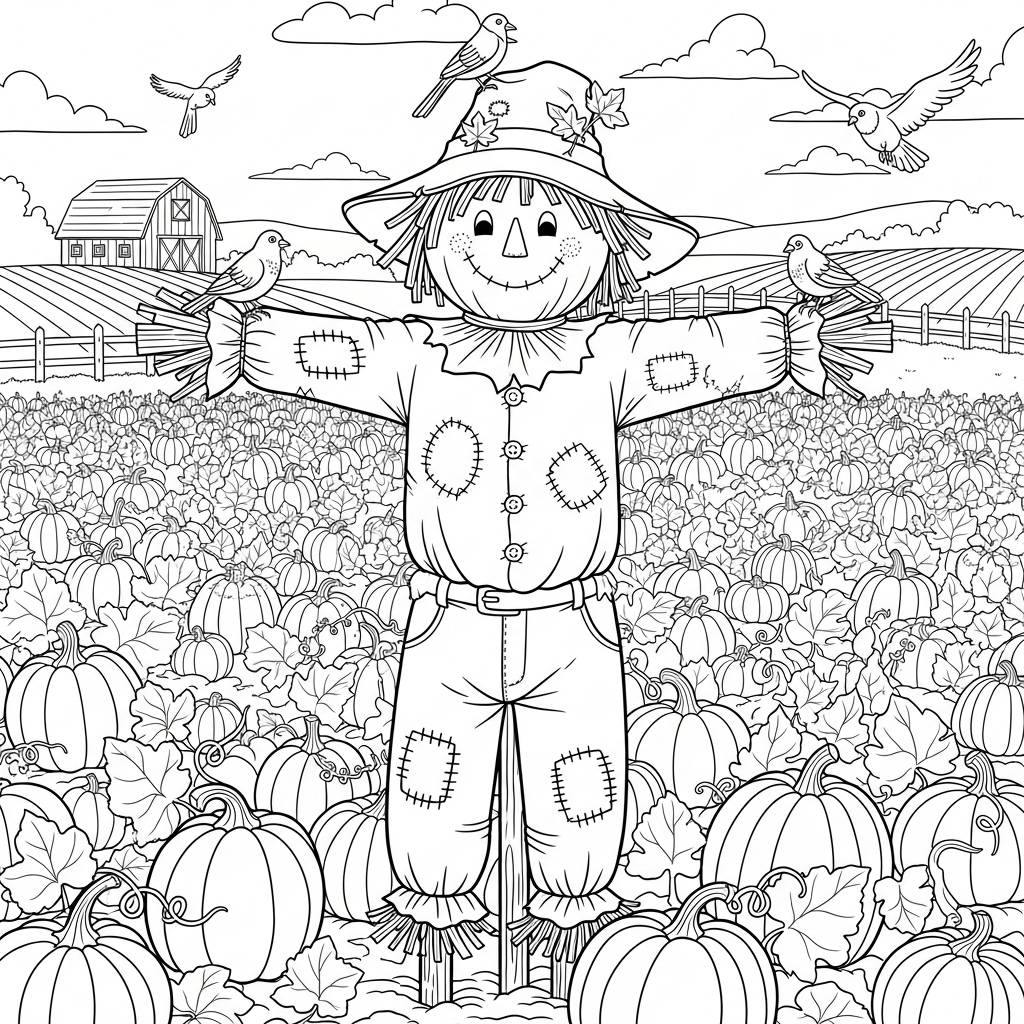 Fall Scarecrow Coloring Page