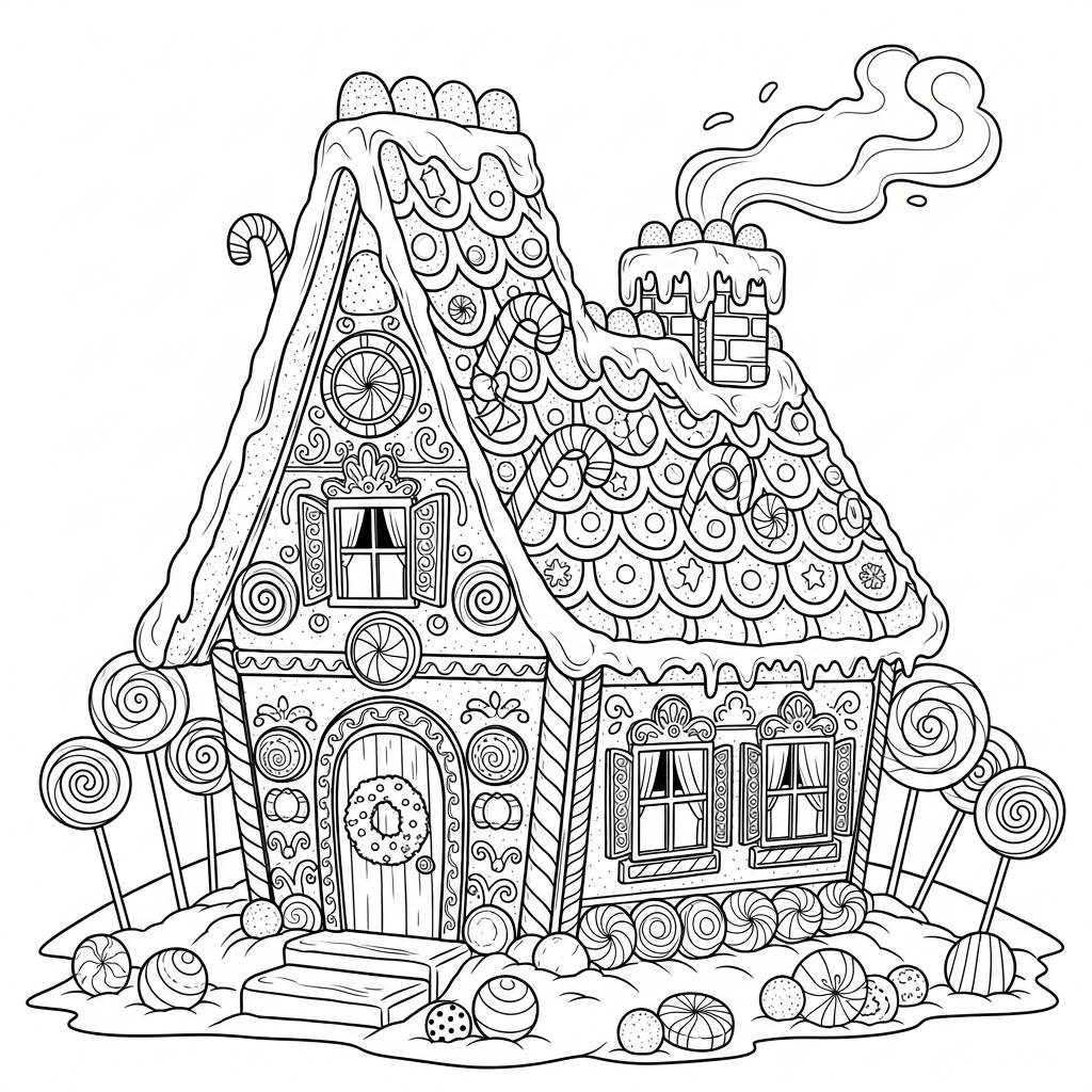 Festive Gingerbread House Coloring Page