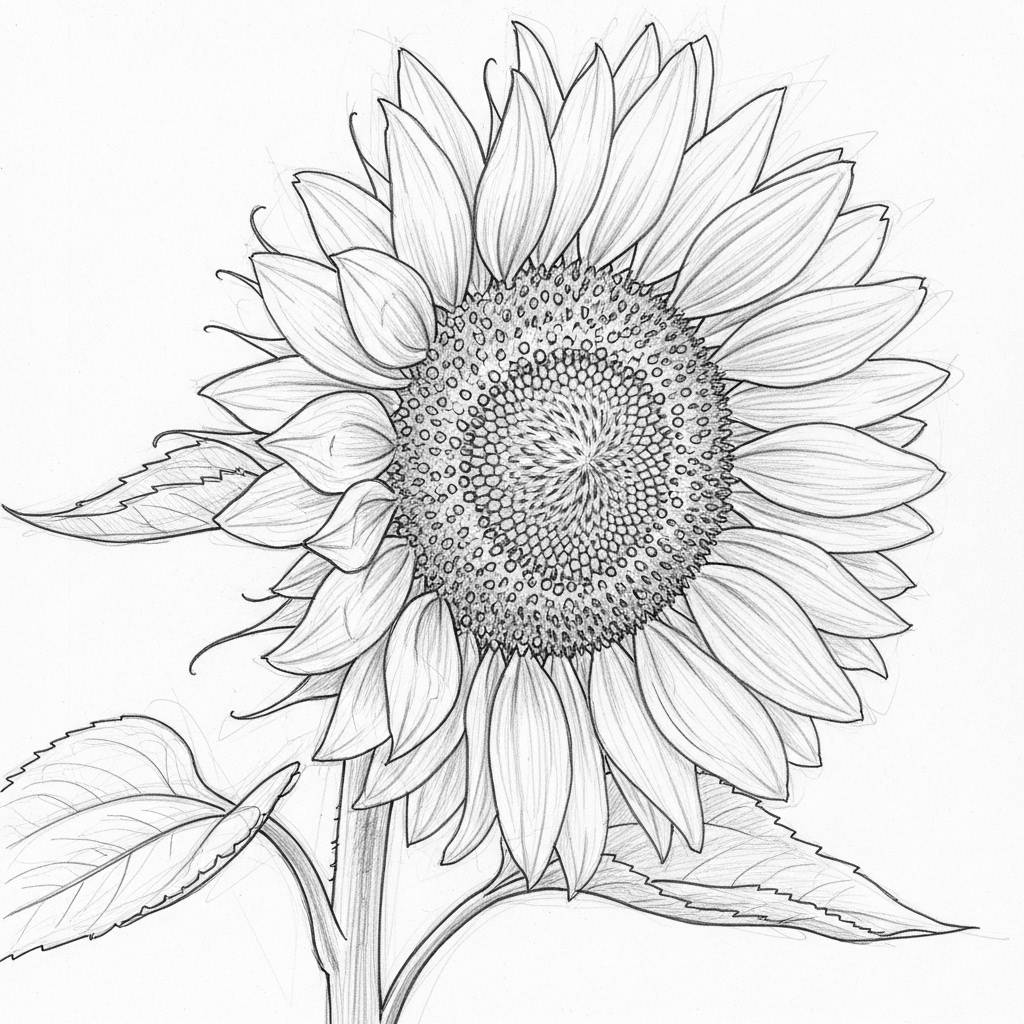 Flower Drawings Aesthetic Sunflower Pencil Sketch