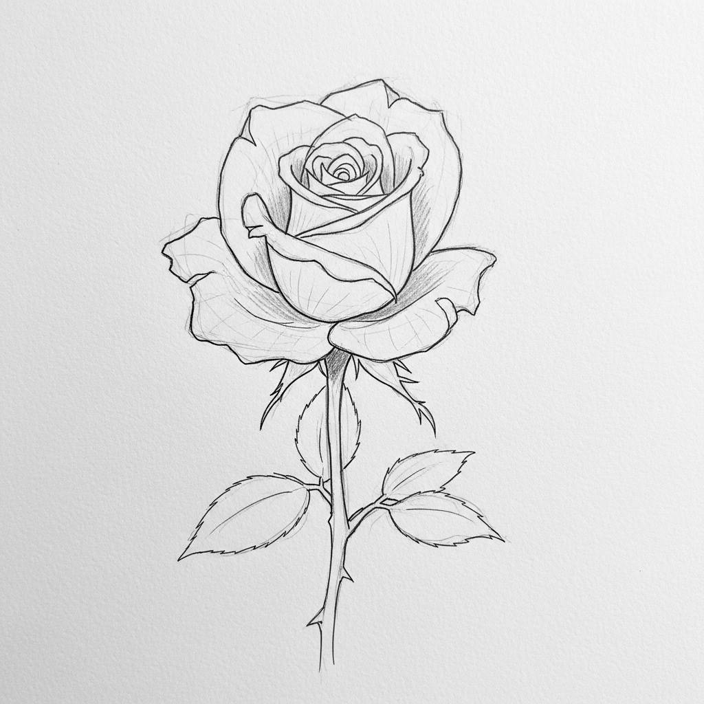 Flower Drawings Easy Rose Drawing Pencil Sketch