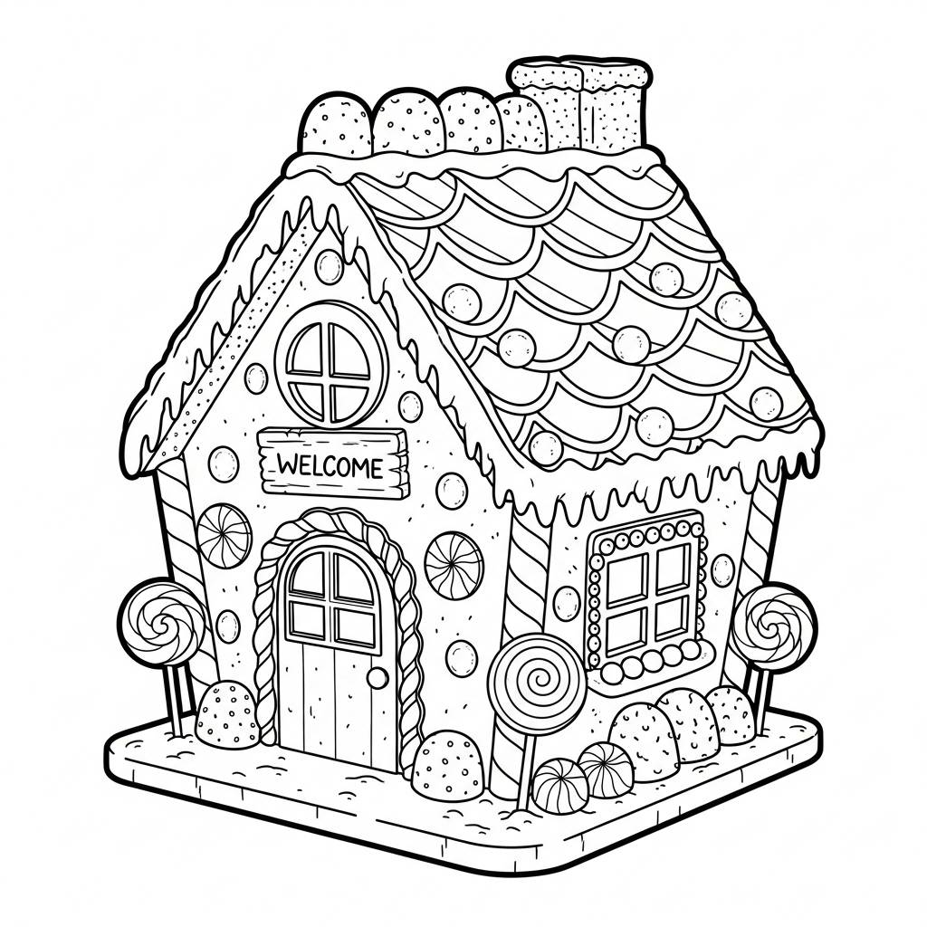 Gingerbread House Coloring Page