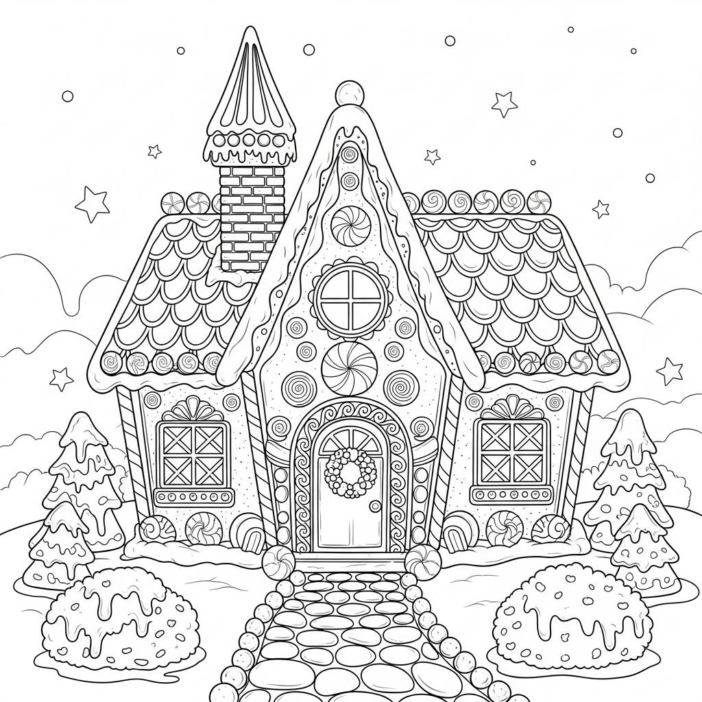 Gingerbread House Coloring Page