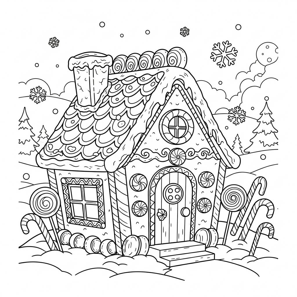 Gingerbread House Coloring Page