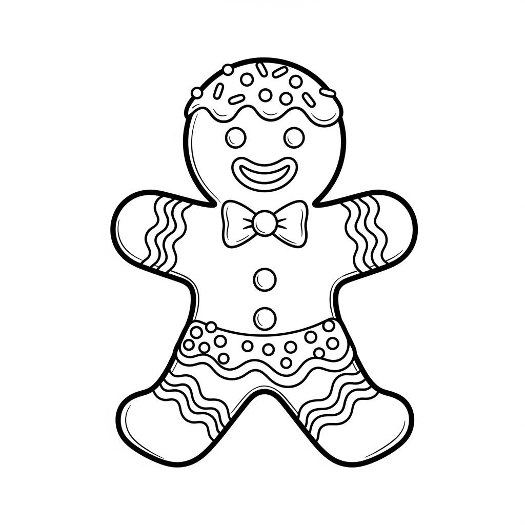 Gingerbread Man Decorated with Sprinkles Coloring Page