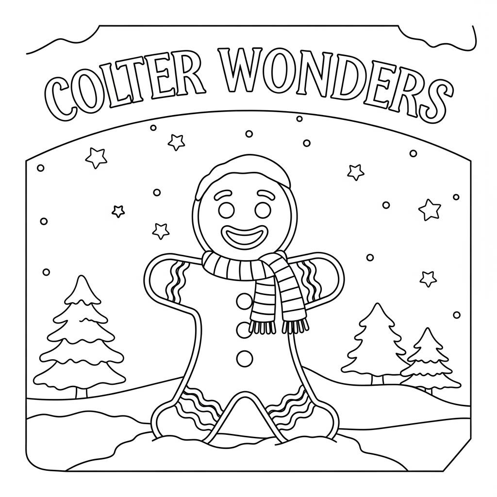 Gingerbread Man Winter Wonderland Coloring Page