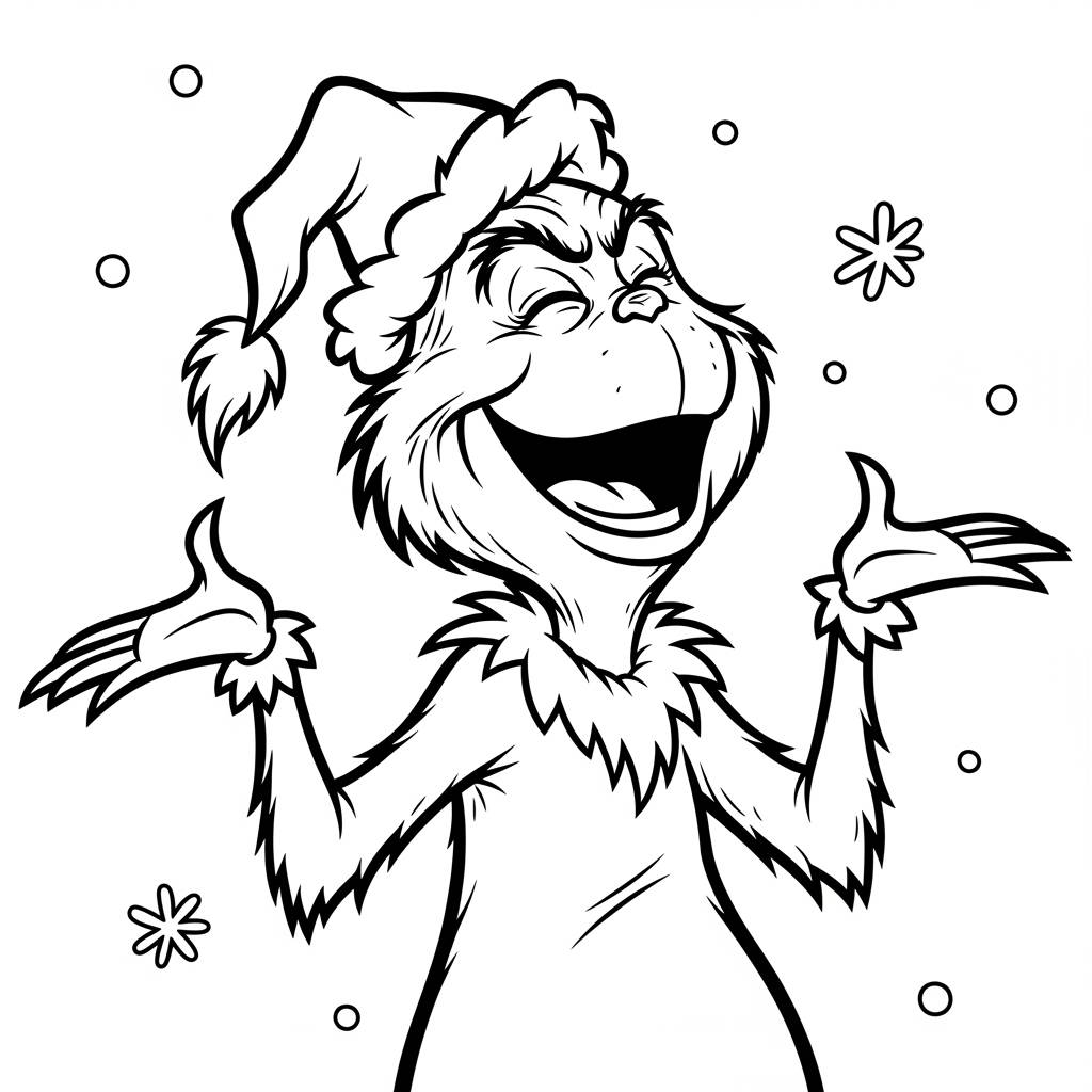 Grinch Laughing with Joy Coloring Page