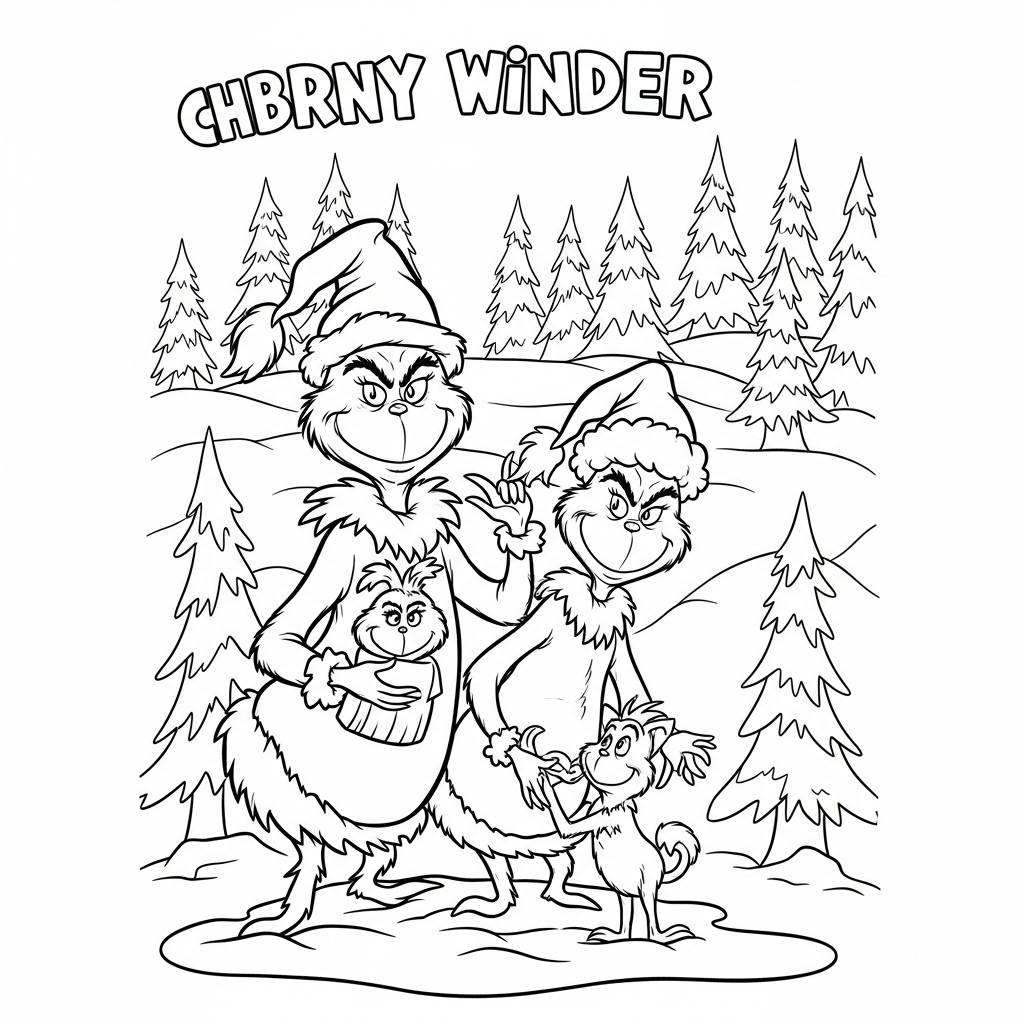 Grinch and Max in Winter Wonderland Coloring Page