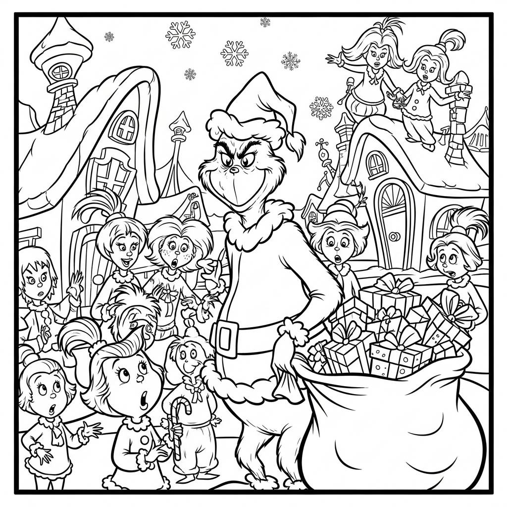 Grinch and the Who's Coloring Page