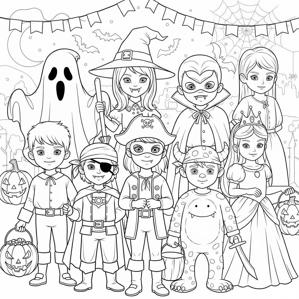 Halloween Costumes Coloring Page