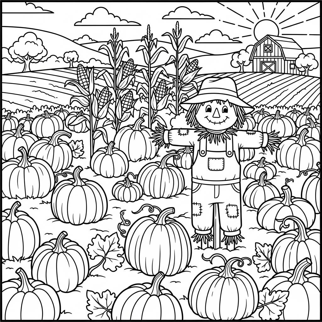 Harvest Pumpkin Patch Coloring Page