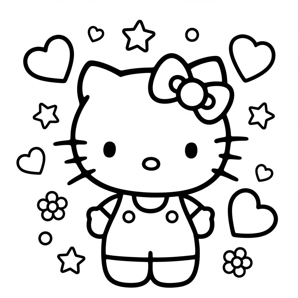 Hello Kitty Kawaii Cute Coloring Page