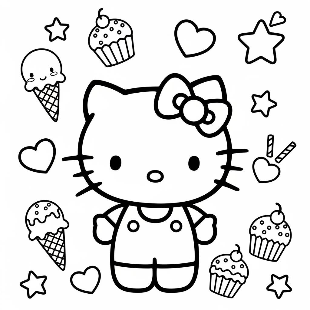 Hello Kitty Kawaii Cute Coloring Page