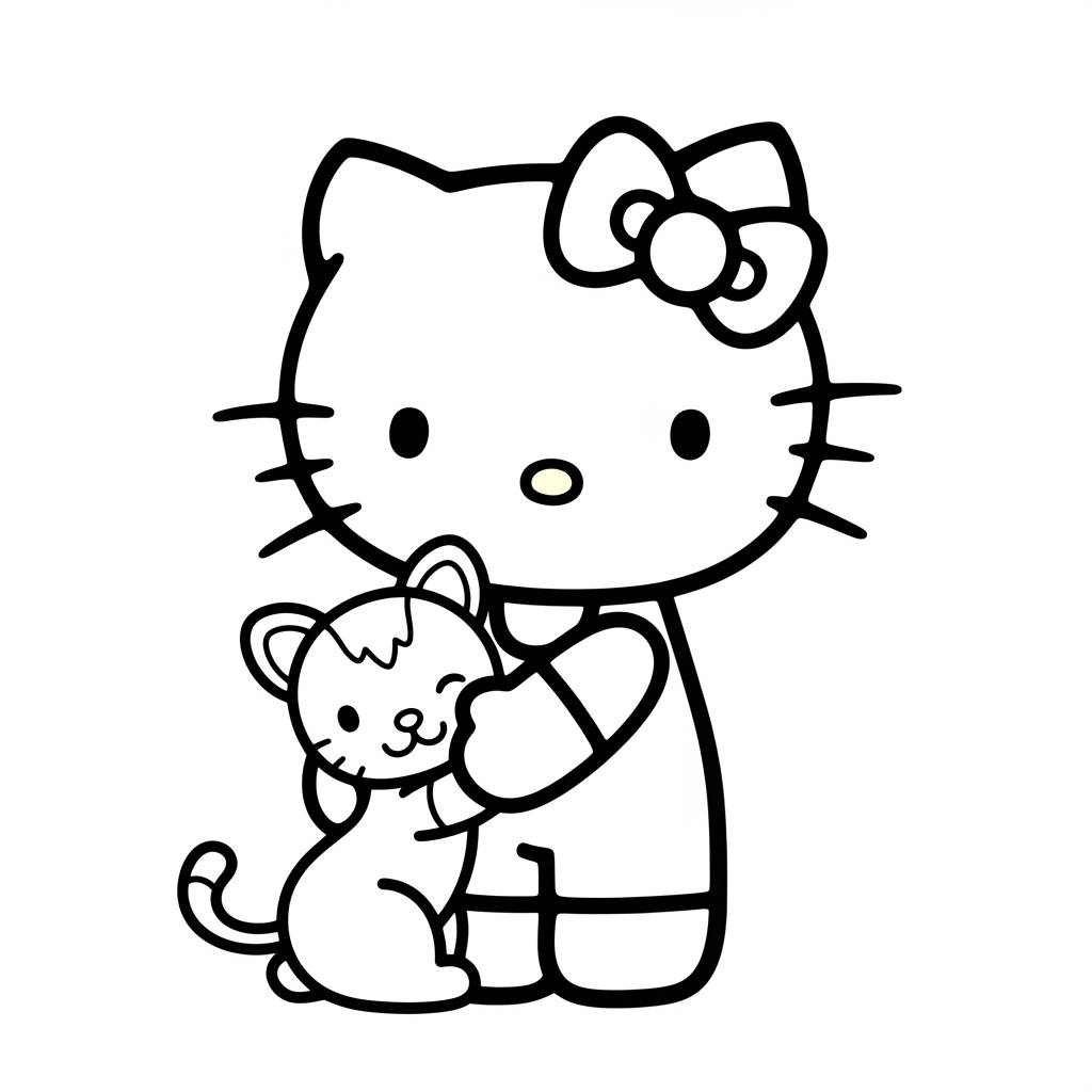 Hello Kitty Playing Toys Happy Coloring Page
