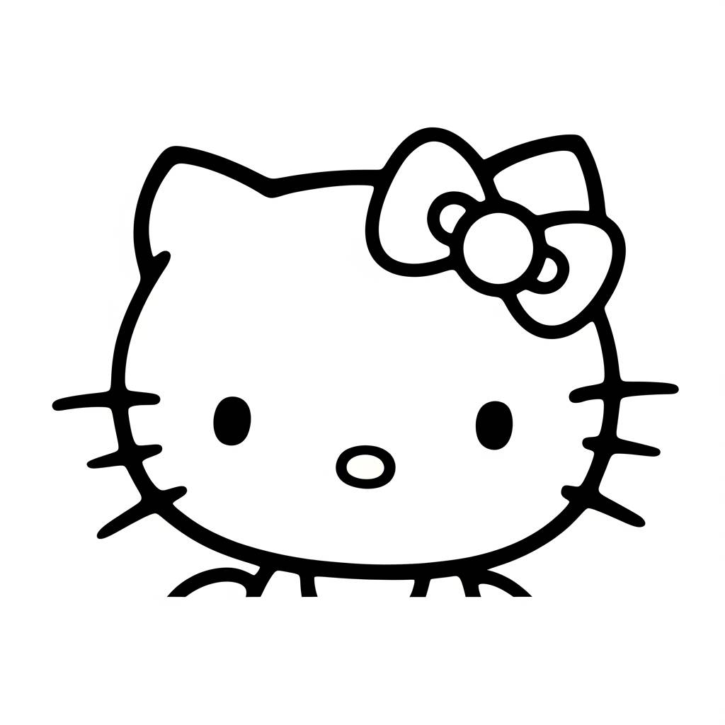 Hello Kitty Portrait Face Bow Coloring Page