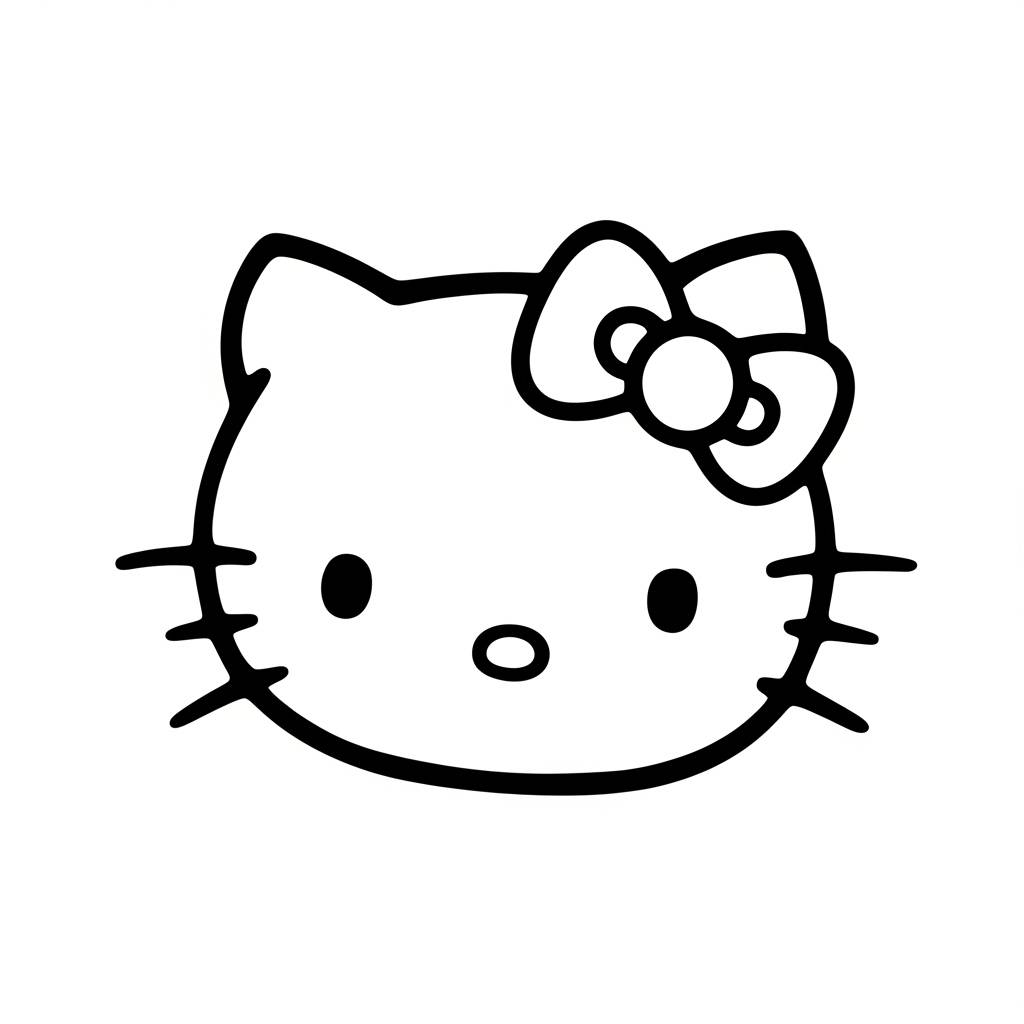 Hello Kitty Portrait Face Bow Coloring Page