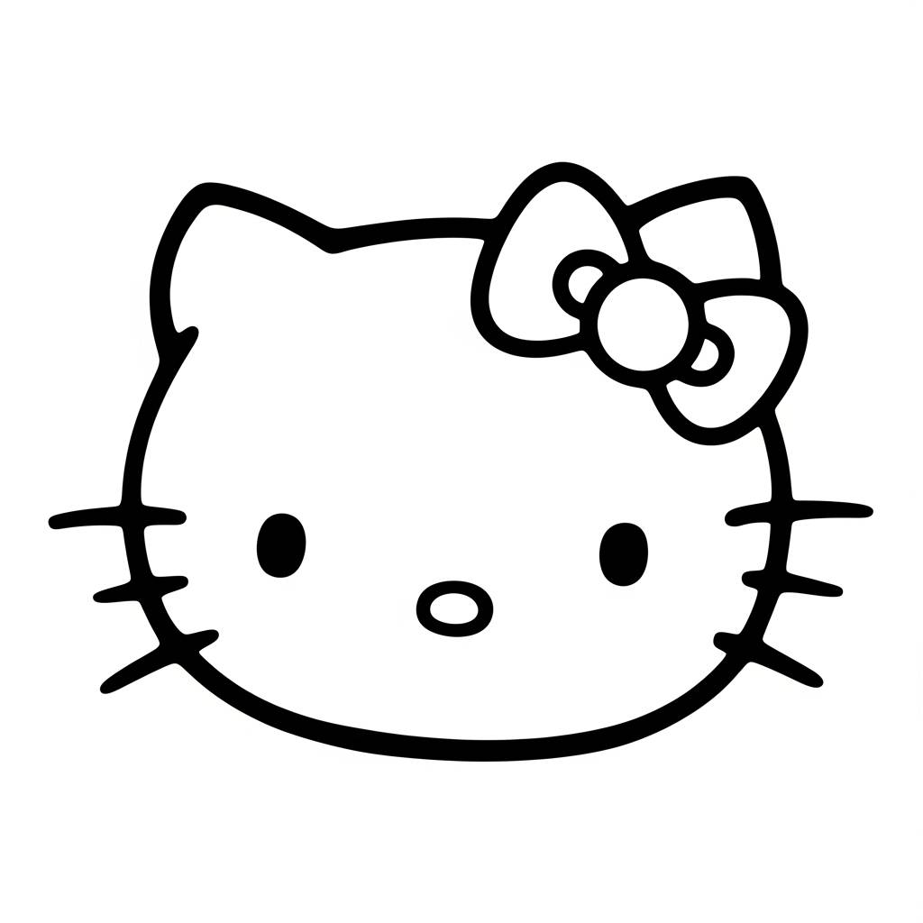 Hello Kitty Portrait Face Bow Coloring Page
