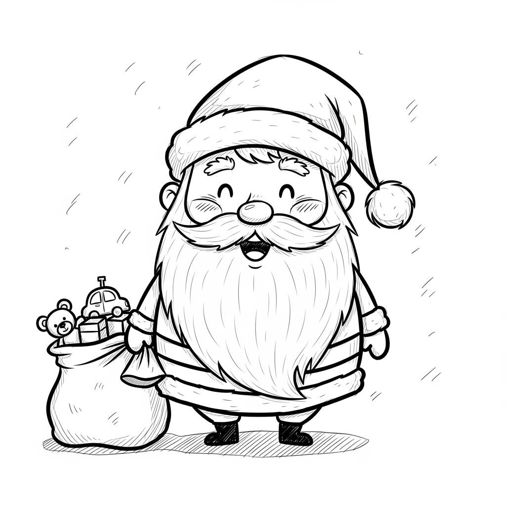 Holiday Drawings: Santa Claus Cute Doodle Pencil Drawing