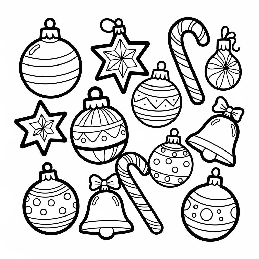 Holiday Ornaments Coloring Page