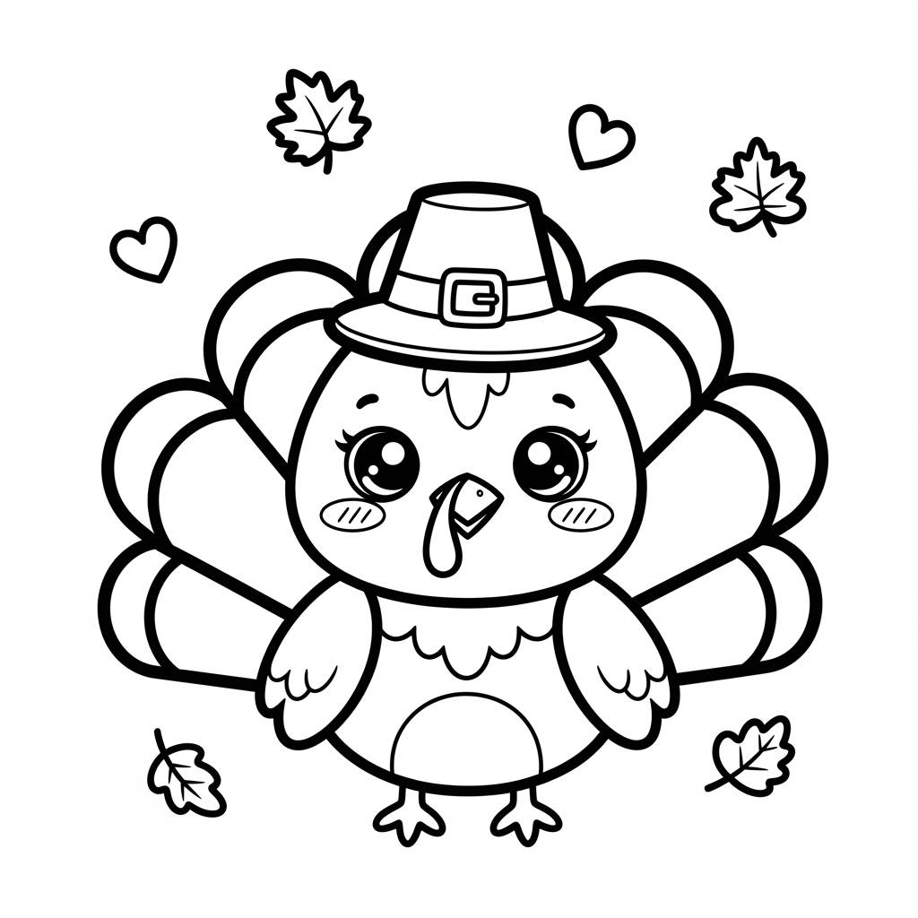 Kawaii Turkey Coloring Page