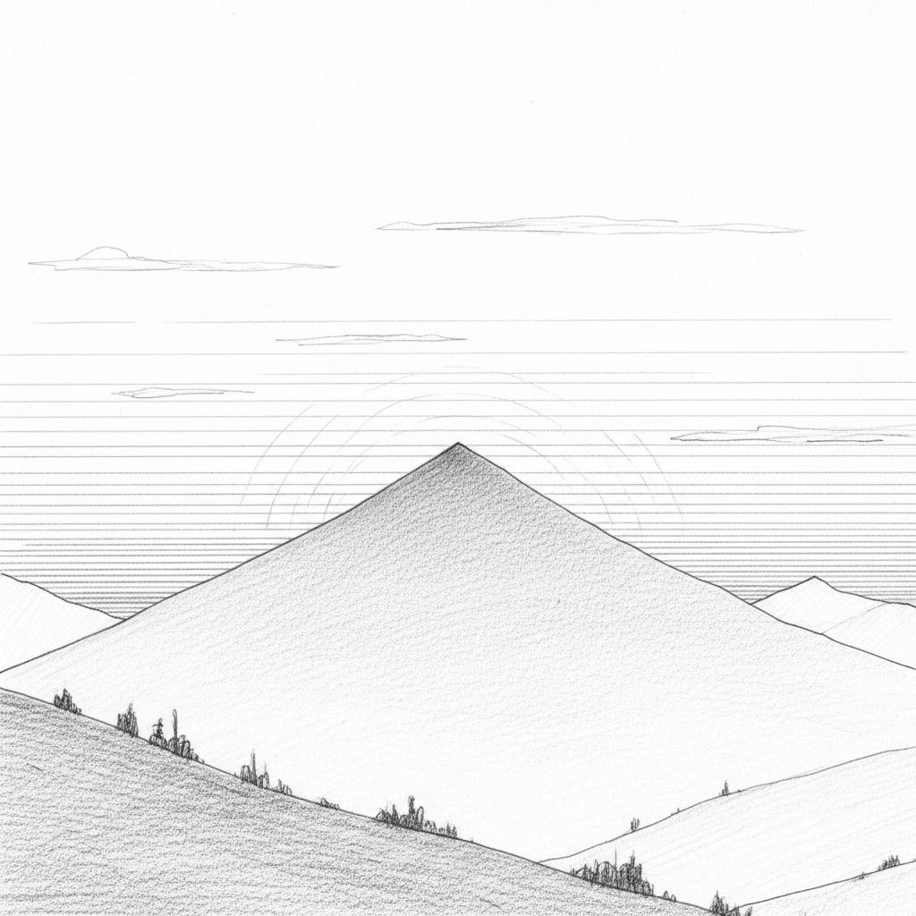 Landscape Drawings Simple Mountain Sunset Sketch