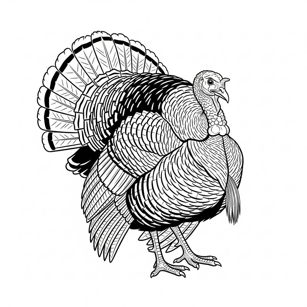 Realistic Turkey Coloring Page