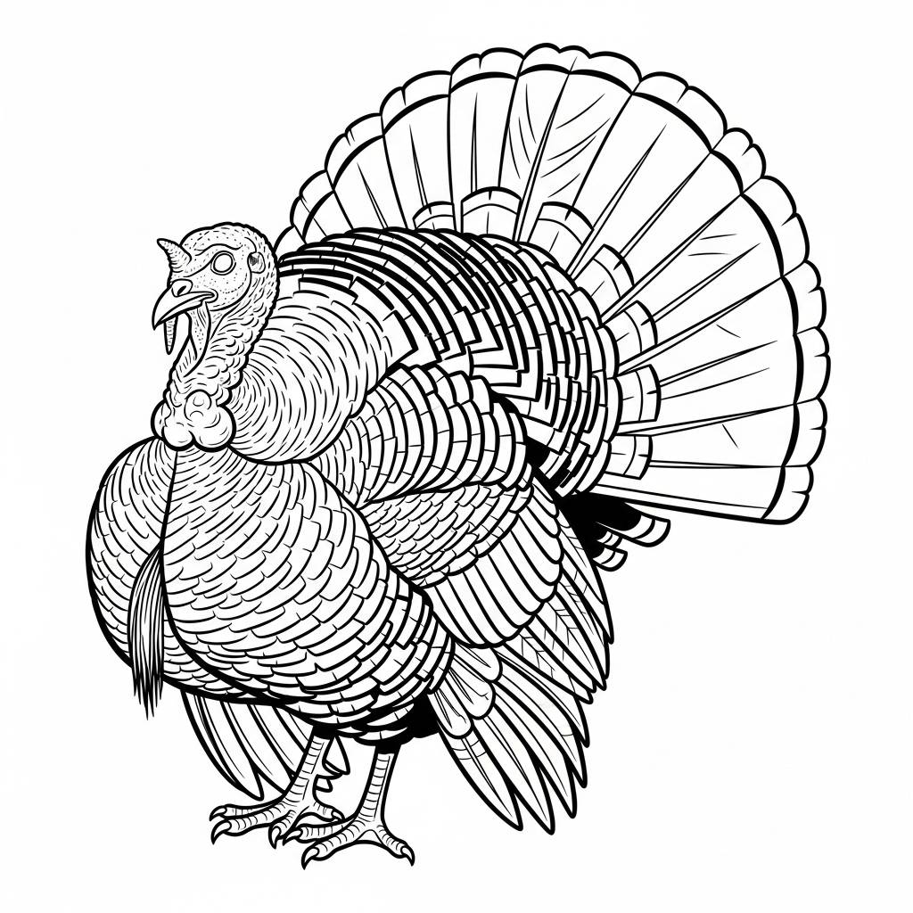 Realistic Turkey Coloring Page