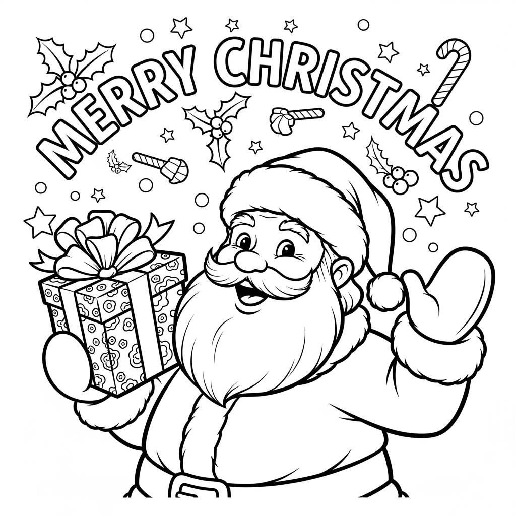 Santa Claus Merry Christmas Coloring Page