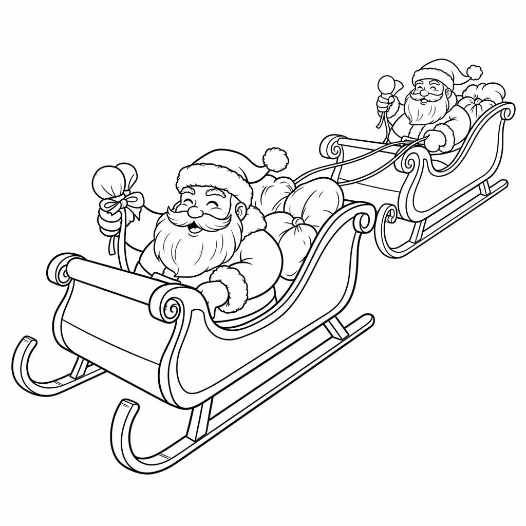 Santa Claus and Sleigh Coloring Page