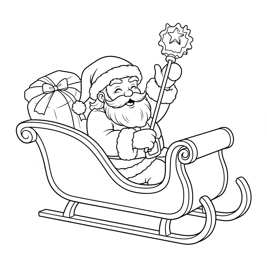 Santa Claus in Sleigh Coloring Page