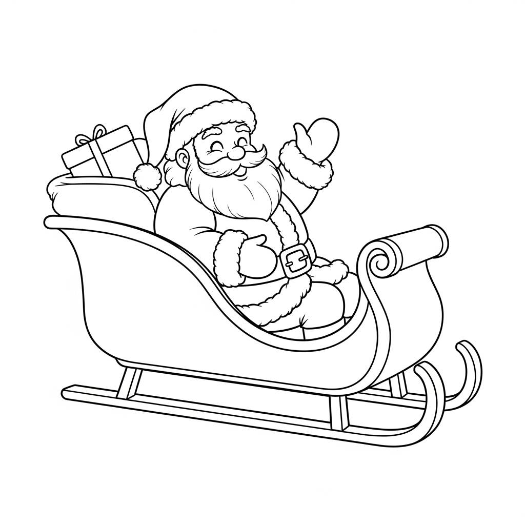 Santa Claus in Sleigh Coloring Page