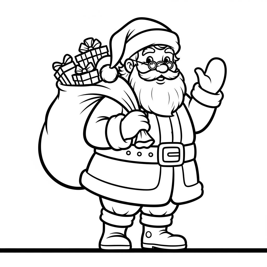 Santa Claus with Gift Bag Coloring Page