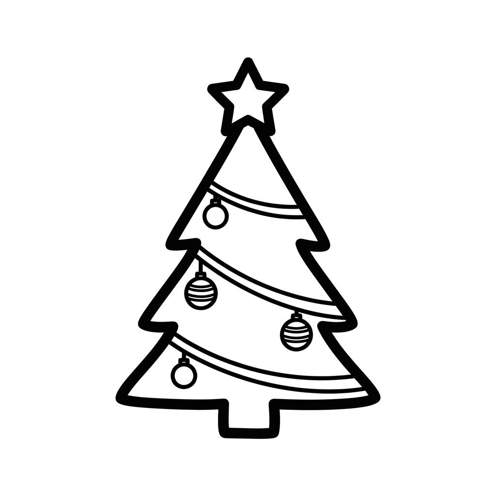 Simple Christmas Tree Coloring Page