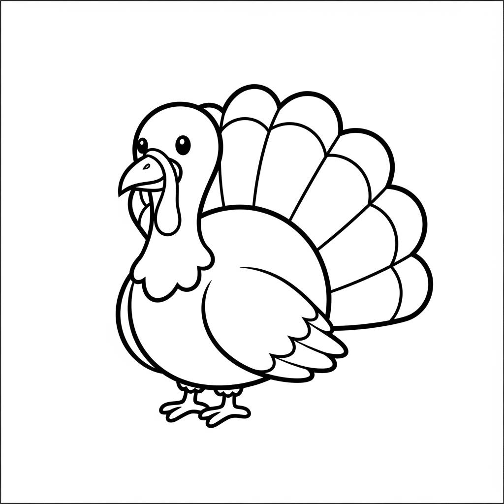 Simple Turkey Coloring Page for Kids