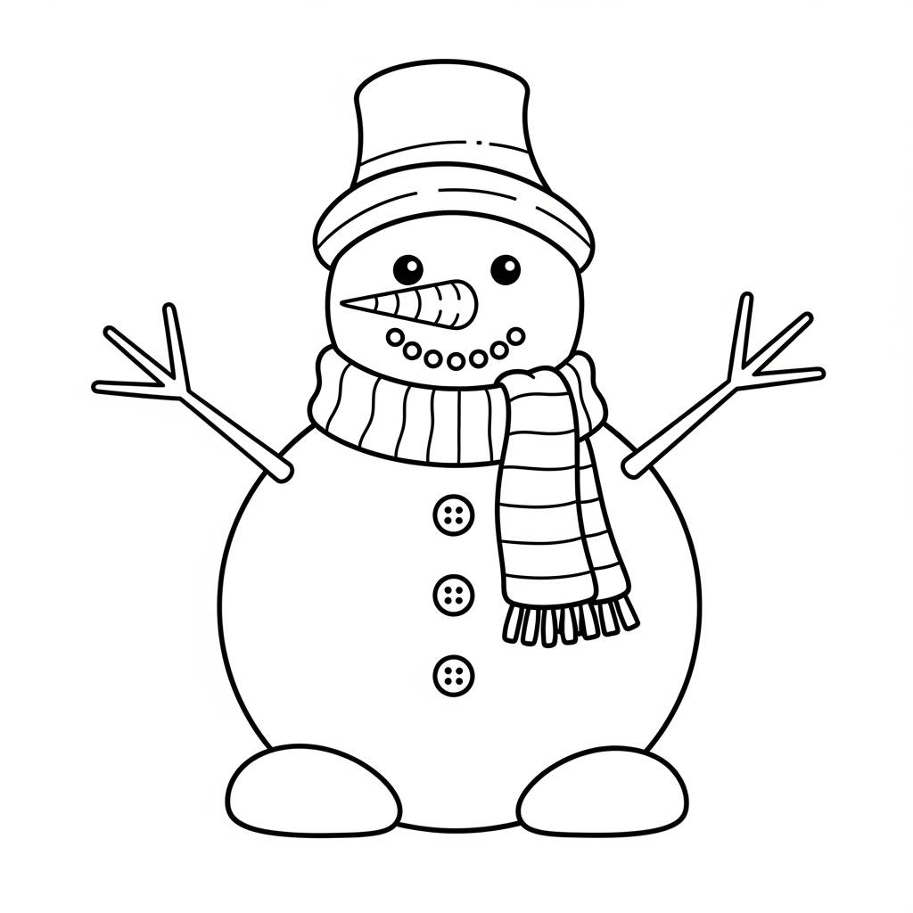 Snowman with Scarf Coloring Page