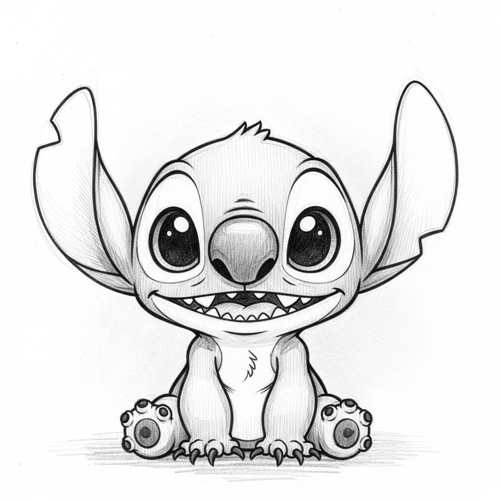 Stitch Drawing Ideas: Stitch Cute Pencil Sketch
