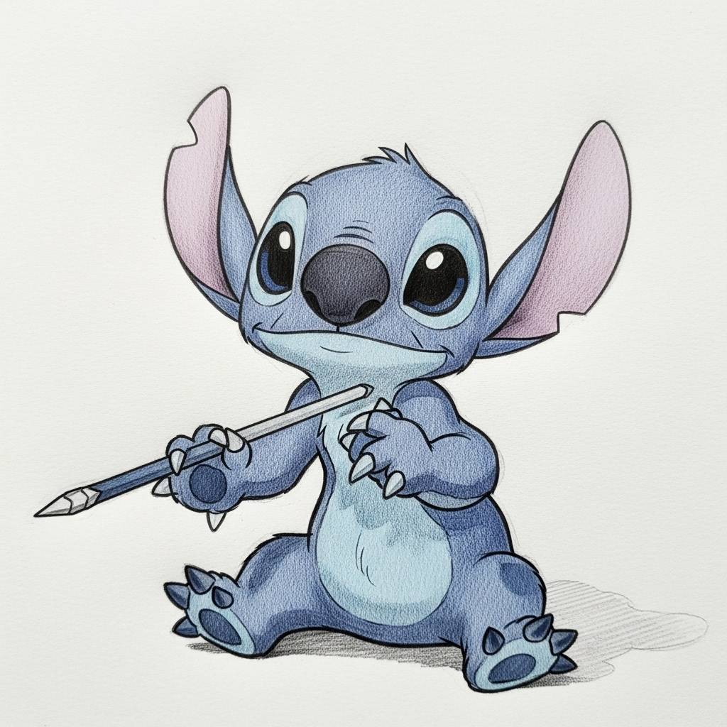 Stitch Drawing Ideas: Stitch Detailed Pencil Art