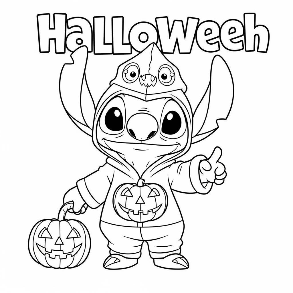Stitch Halloween Costume Coloring Page