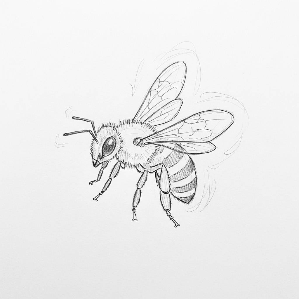 Stuff to Draw: Easy Bee Pencil Sketch for Kids