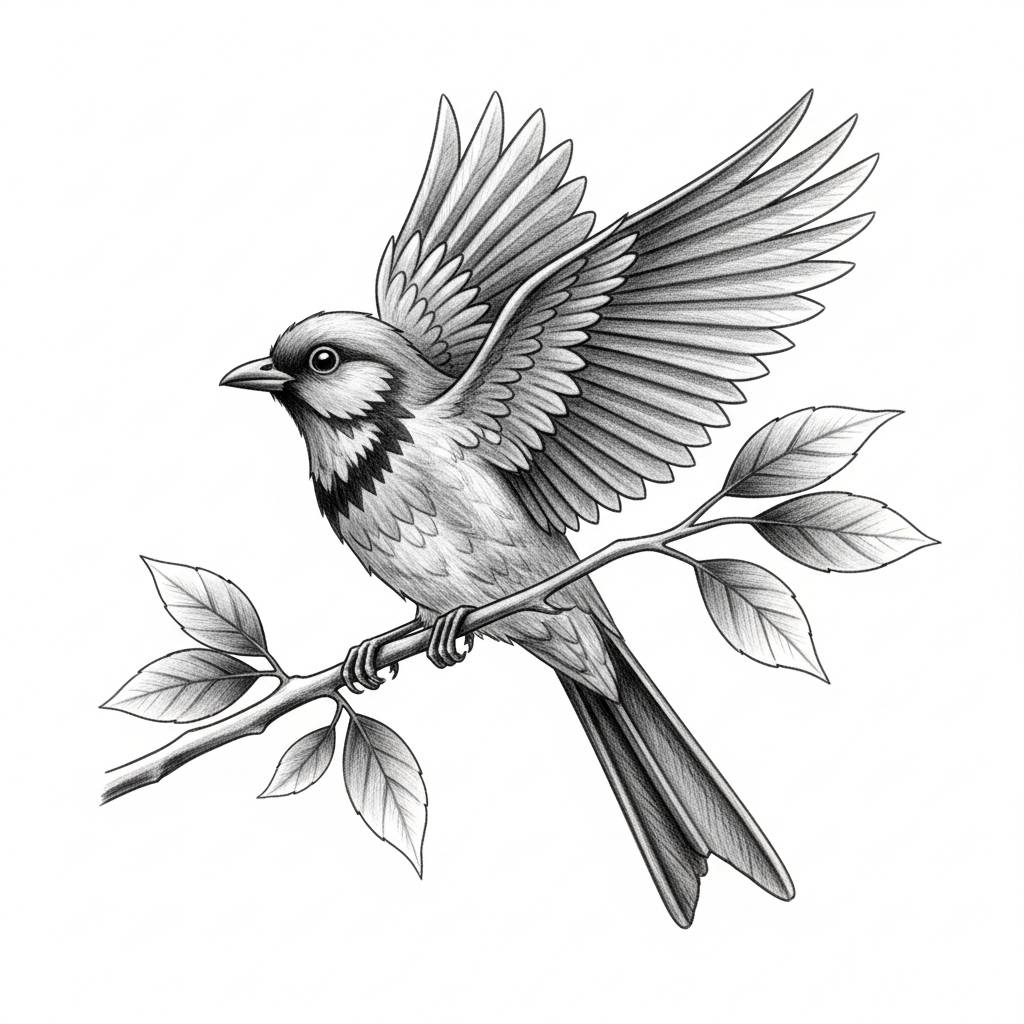 Stuff to Draw: Elegant Bird Silhouette Pencil Drawing