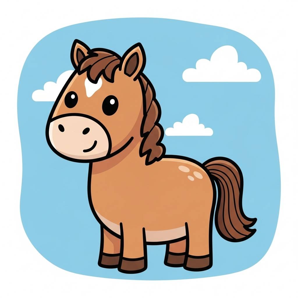 Stuff to Draw: Simple Horse Drawing for Kids Easy Cartoon Style