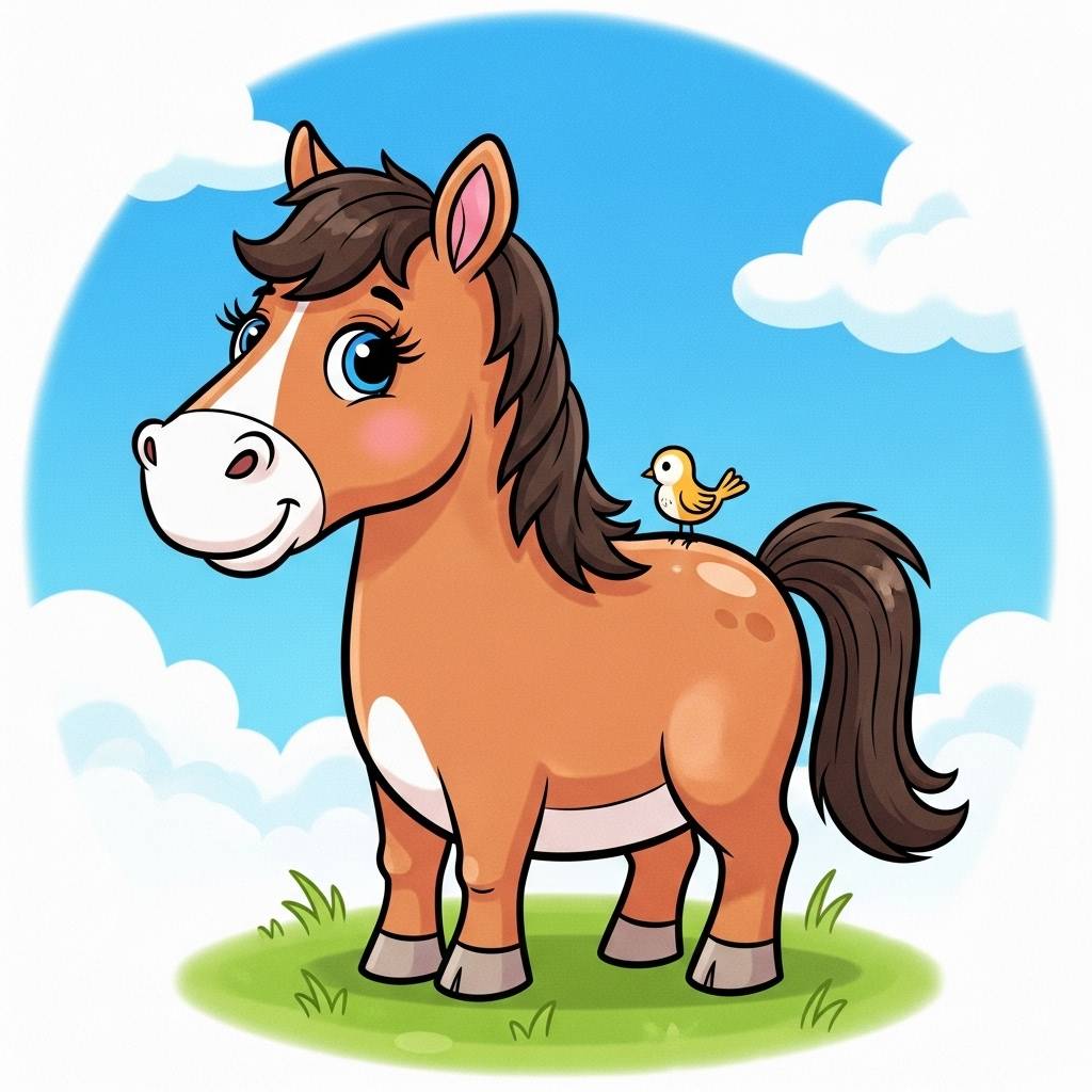 Things to Draw when bored: Cute Cartoon Horse Drawing for Kids Easy Simple